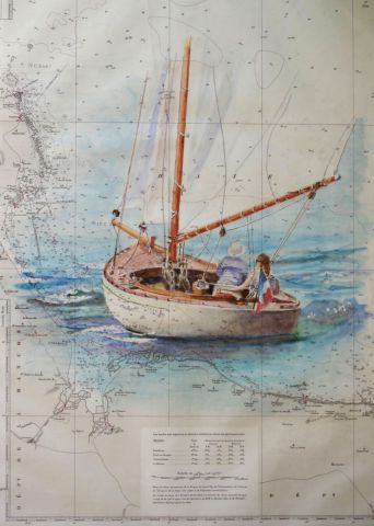 Sloop sur carte marine